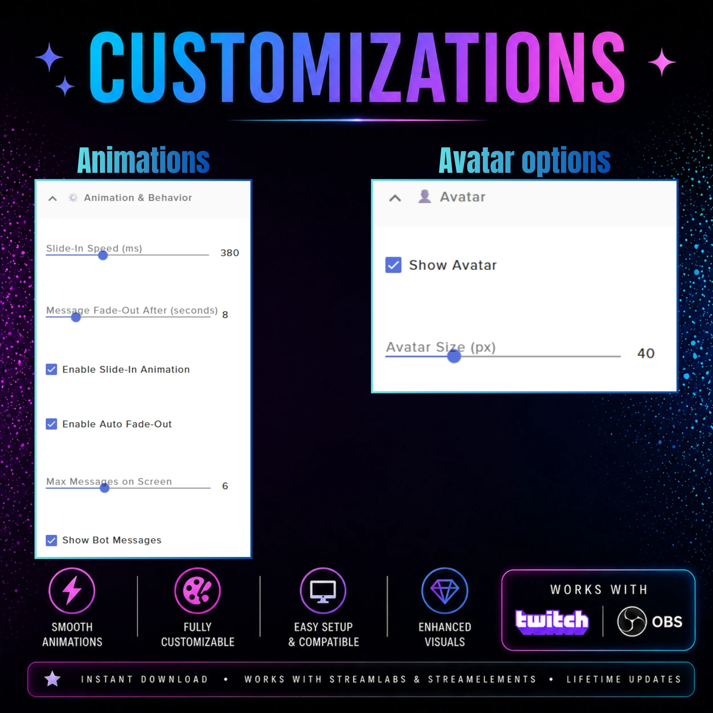 Neon Cyberpunk Chat Widget and Integrated Stream Alerts 3