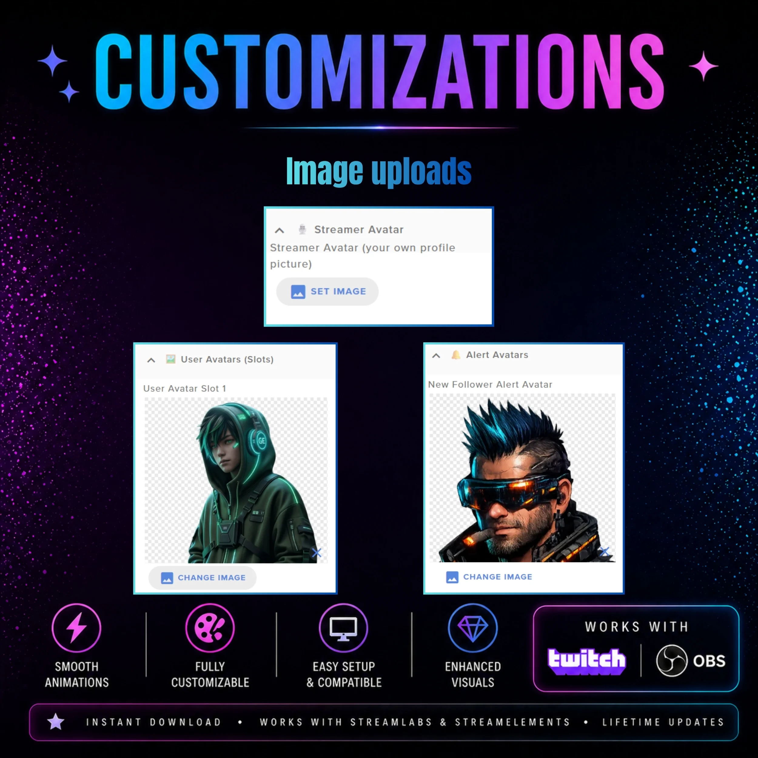 Neon Cyberpunk Chat Widget and Integrated Stream Alerts 6