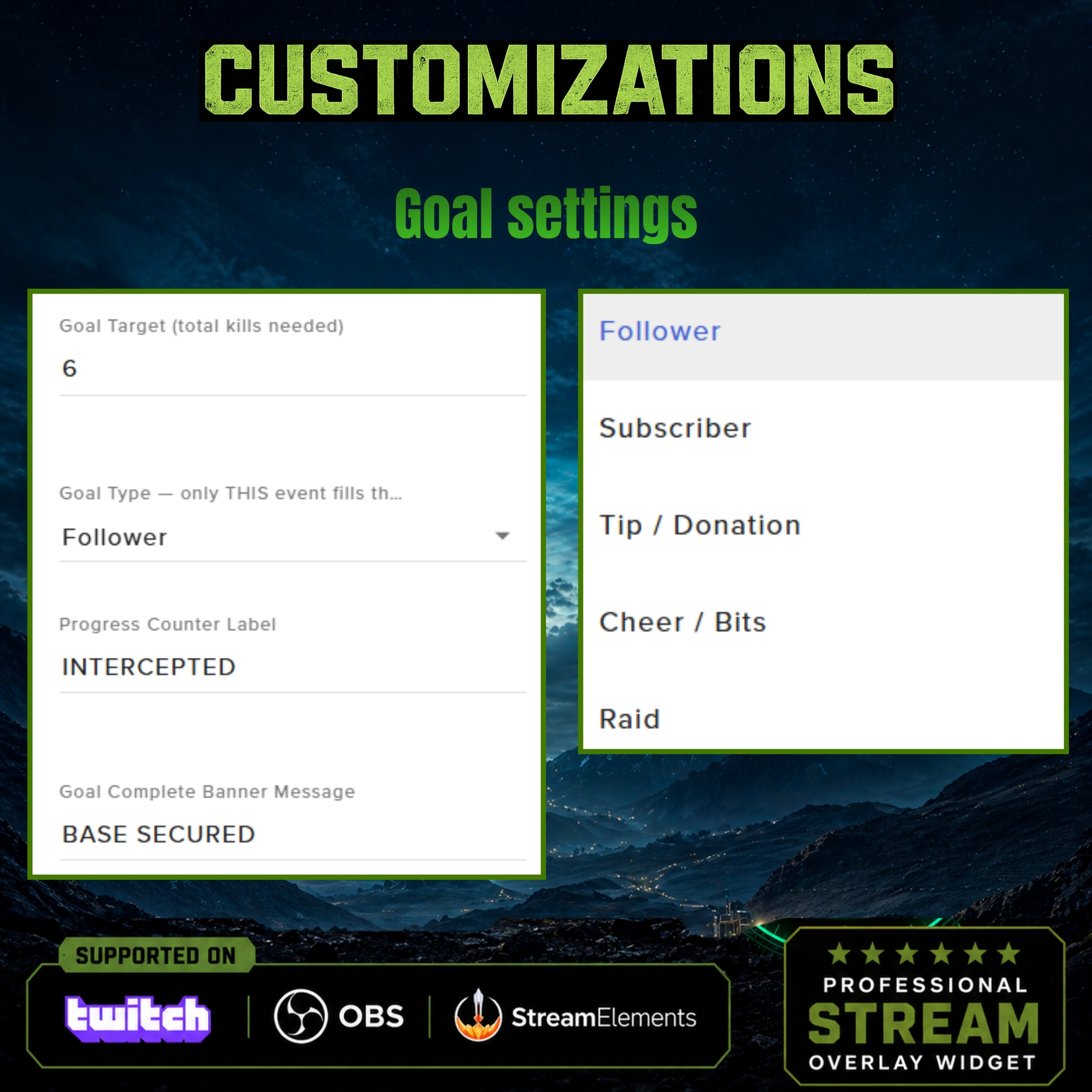 Tactical Military Radar Goal Widget for Twitch Streams 2