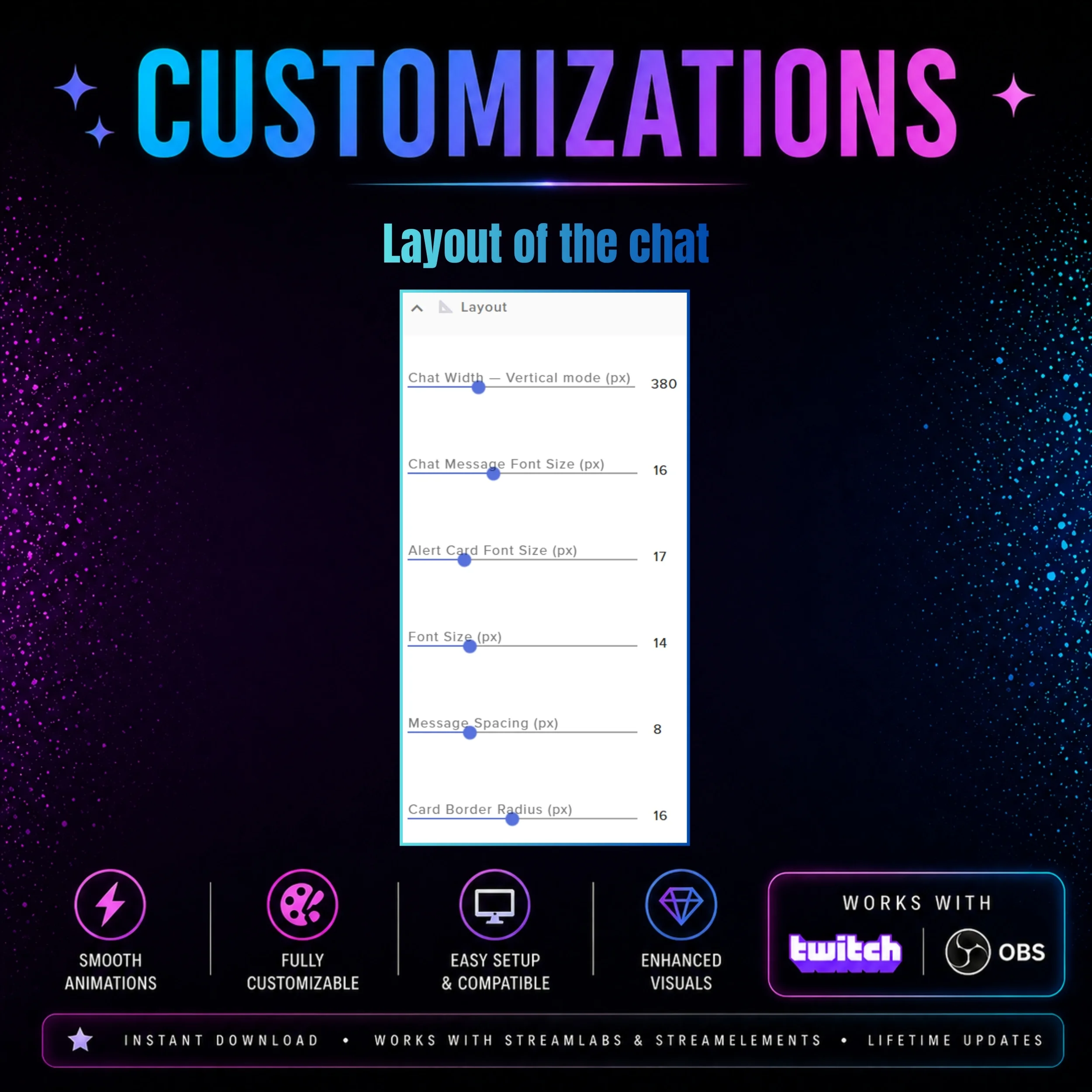 Neon Cyberpunk Chat Widget and Integrated Stream Alerts 4