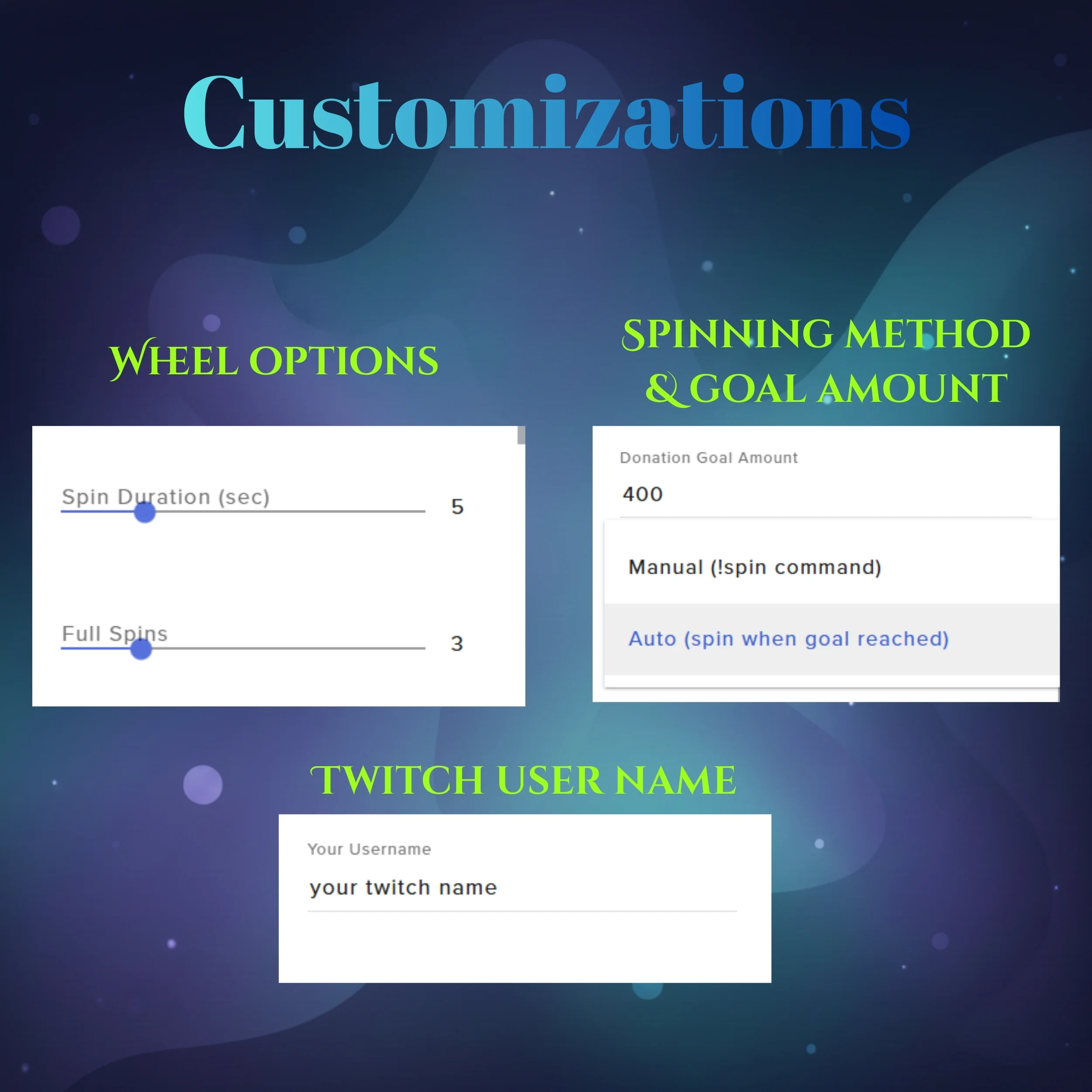 Space Theme Interactive Spin Wheel Widget for Twitch 3