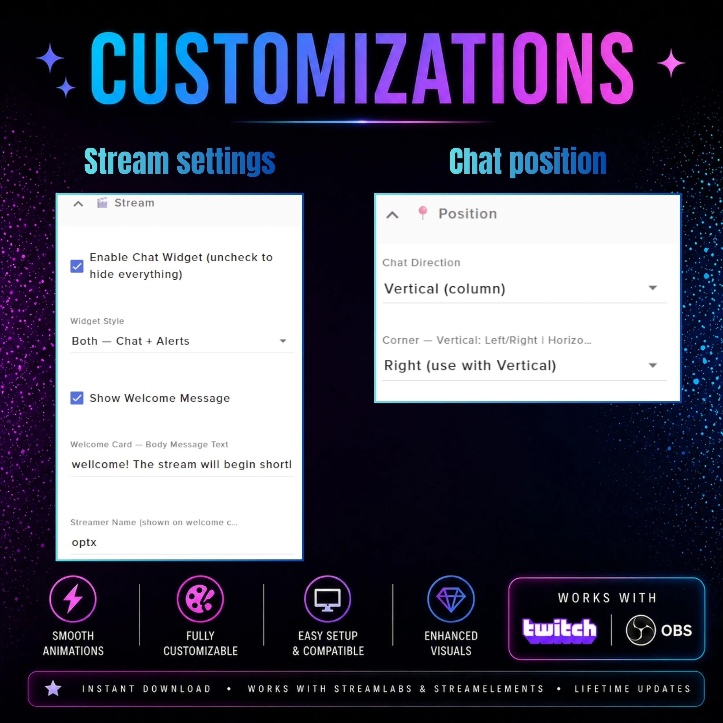 Neon Cyberpunk Chat Widget and Integrated Stream Alerts 1