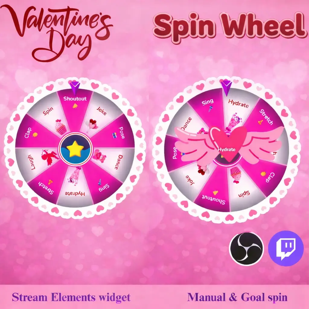 Valentine Love Spin Wheel Widget for Twitch OBS 1