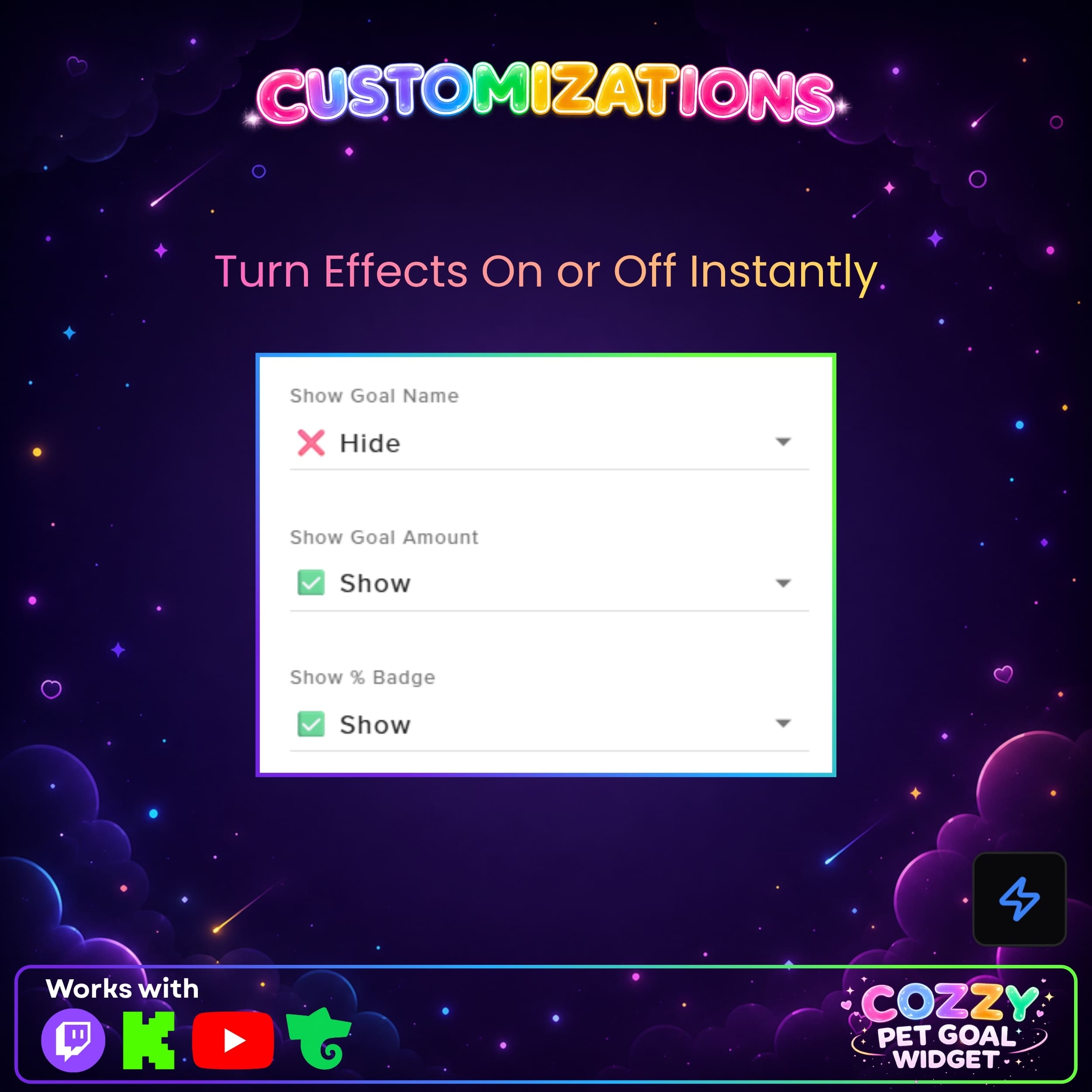Cute Pets Goal Widget ⟢ Twitch Youtube Trovo Kick • Liquid Fill Animation • Follower, Sub & Donation Goals • Fully Customizable StreamElements OBS 2