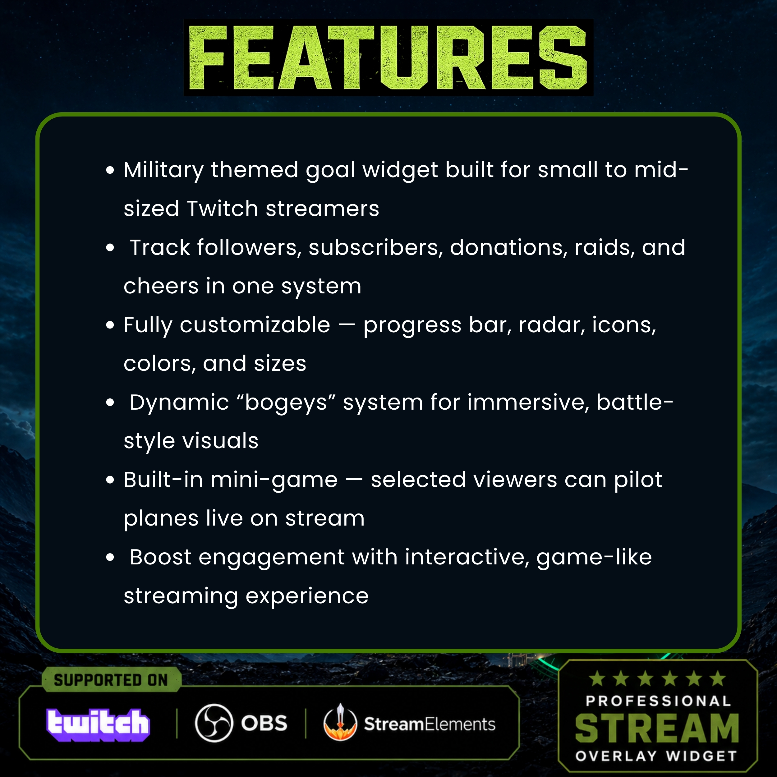 Tactical Military Radar Goal Widget for Twitch Streams 1