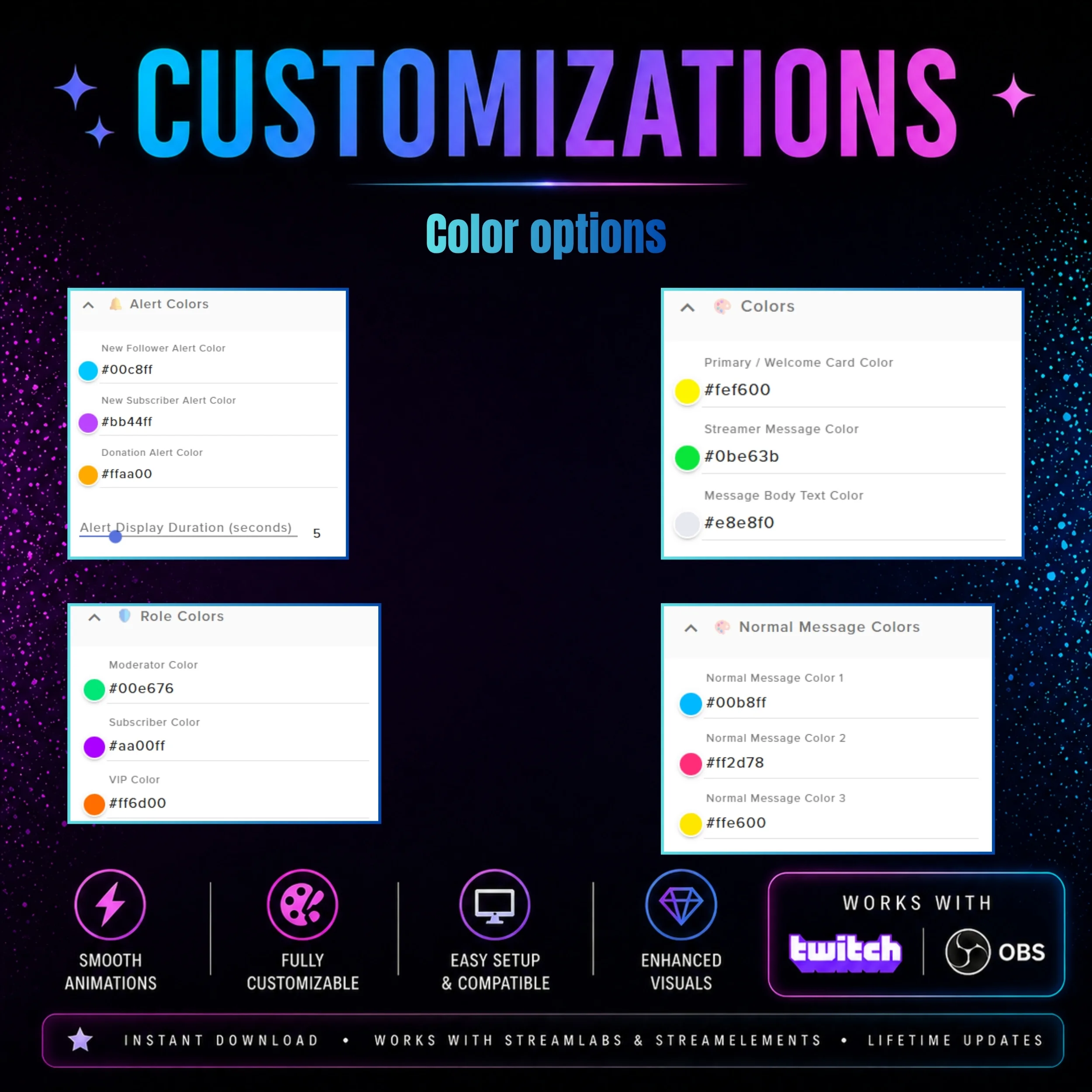 Neon Cyberpunk Chat Widget and Integrated Stream Alerts 2