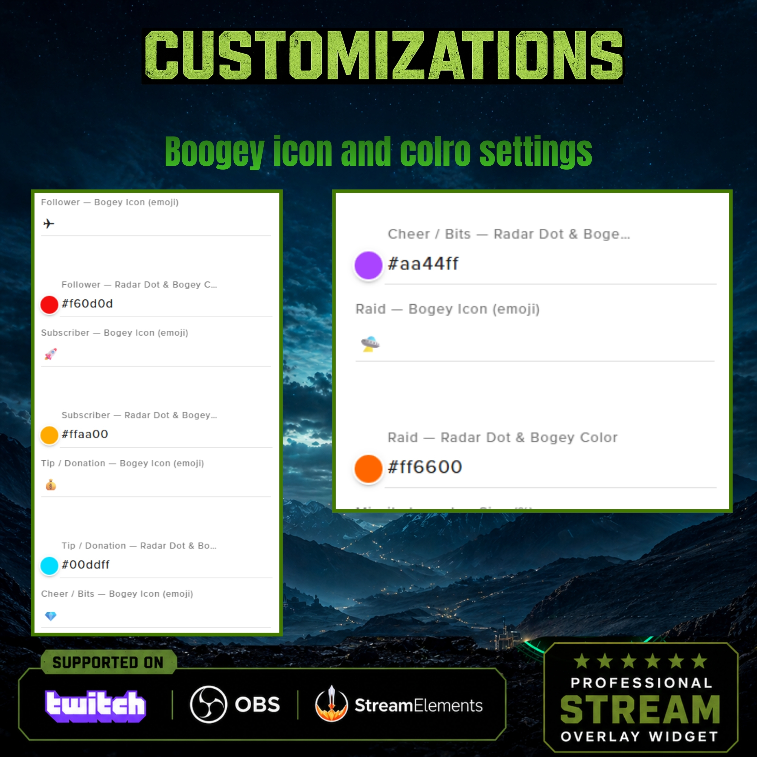 Tactical Military Radar Goal Widget for Twitch Streams 4