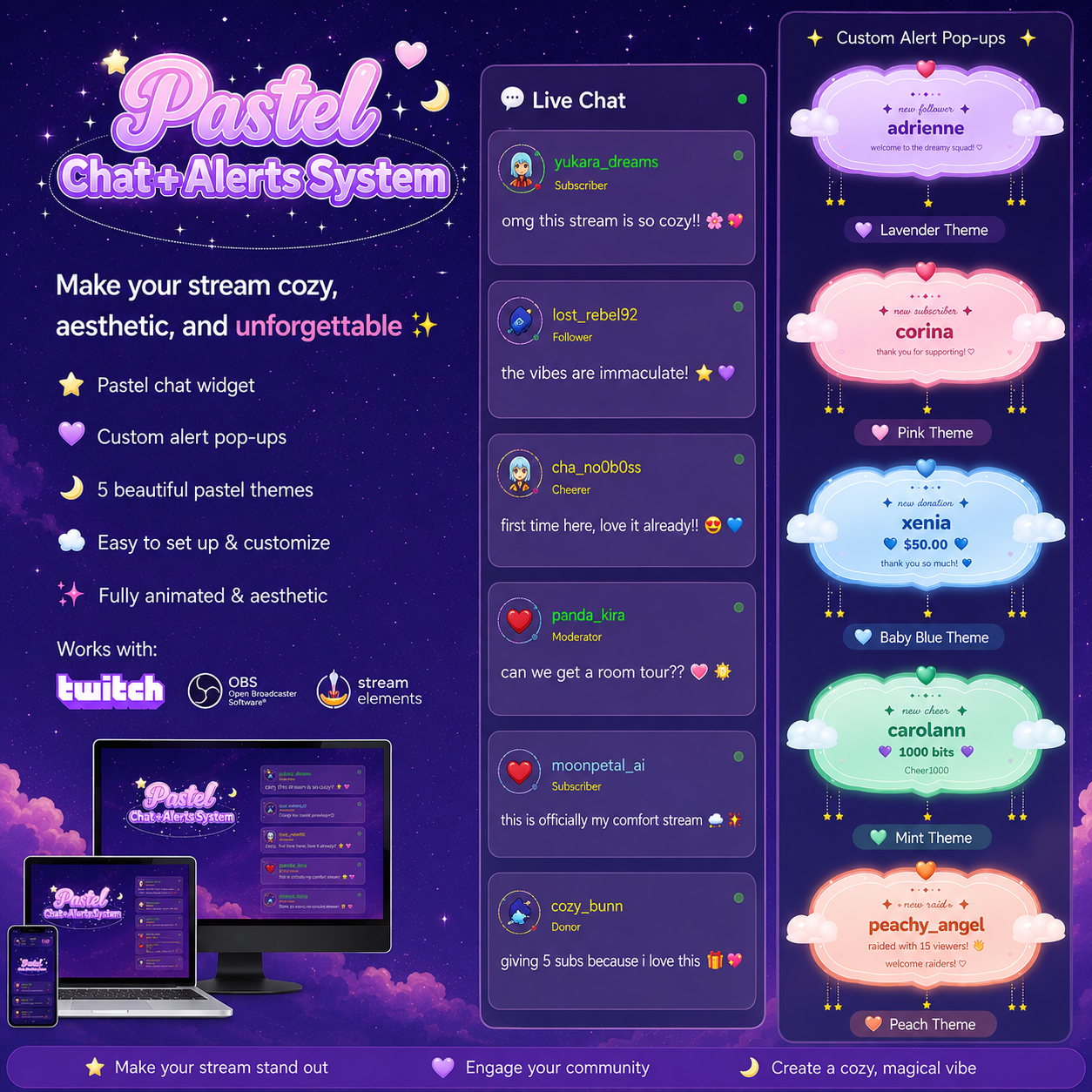 Pastel Cozy Aesthetic Chat and Alert Widget Set 0